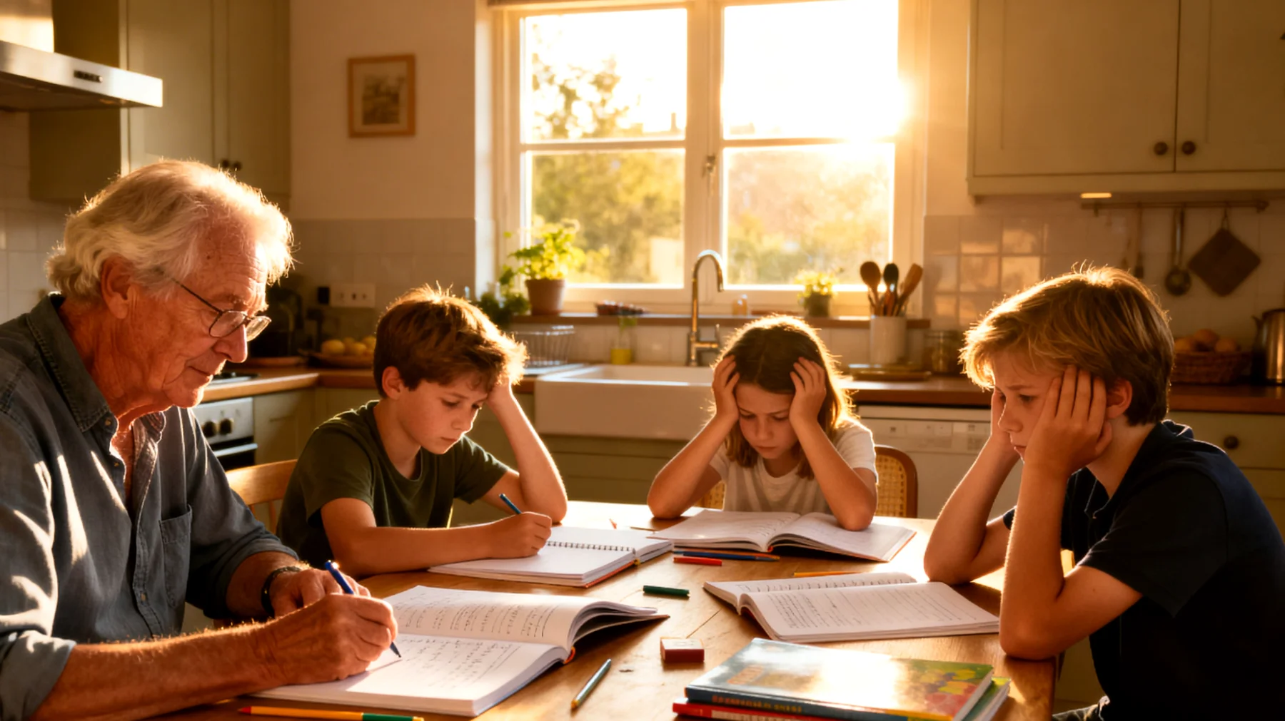 Grootouders die moeite hebben om hun kleinkinderen te motiveren voor schoolwerk en te ondersteunen bij studieproblemen"